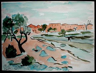 SUPERB WATERCOLOR PAINTING FAUVISM FAUVIST 1960 DERAIN SIGNED