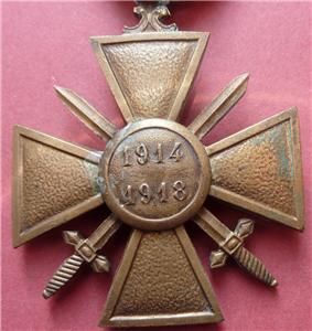 WWI French Croix de Guerre Bravery Medal 1914 18 with Citation Star on