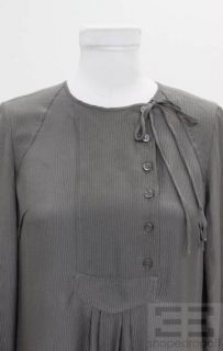 Derek Lam Grey Stripe Silk Long Sleeve Dress Size US 4