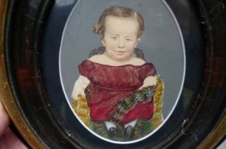 RARE AMERICAN 1845 MINIATURE PAINTING OF BETSY INGHAM~RALPH D. CURTIS