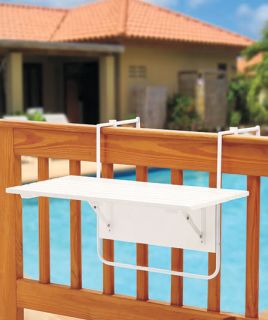 Folding Wood Deck Table Tray Railing Patio Porch Balcony New Outdoor
