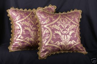 Decorative Throw Pillows in Scalamandre Venezia Fabric Velvet and