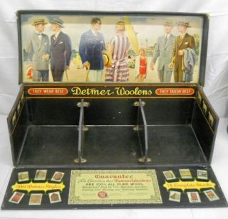 Early 1900s Detmer Woolens Store Display Salesman Sample Travel Case