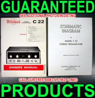 McIntosh C 22 C22 Tube Audio Pre Amplifier 12AX7 Manual