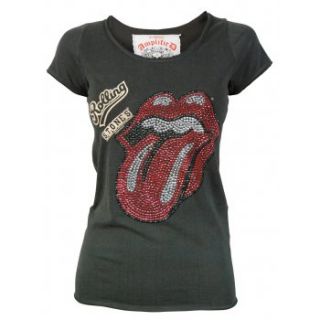 Amplified Ladies Rolling Stones Diamante Scoop Neck T Shirt NEW