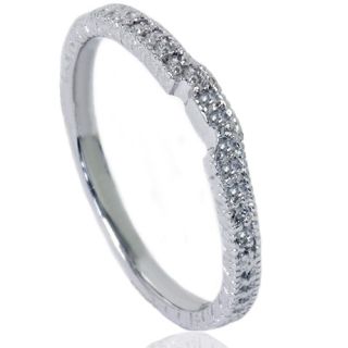 10ct Vintage Diamond Notched Wedding Anniversary Band Ring 14k White