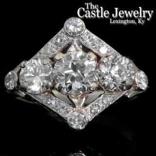 cttw Antique Diamond Ring 3 Diamond Center Piece in Marquise Shape