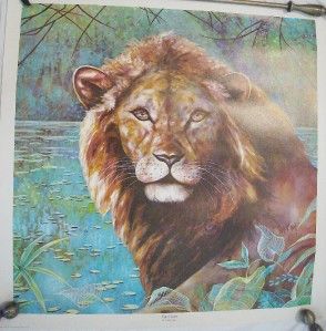 Vtg Regal Lion Dekay Litho Print 24x24 Kaplan Wall Decor Animal Art
