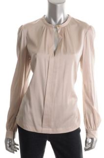 Diane Von Furstenberg New Billow Gray Silk Keyhole Blouse Shirt Top 12