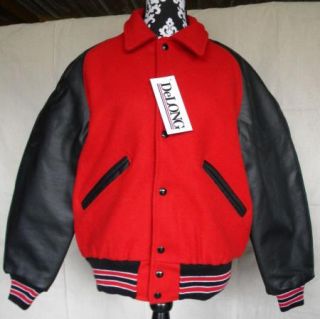 DeLong Lettermans Awards Sports Jacket Black Red and White Adult
