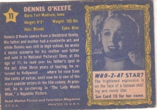 1953 Topps Who Z At Star Dennis OKeefe Original Art Work Unique