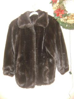 Dennis Basso Pristine Fur Brown faux bear jacket Coat frog Hook