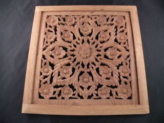 Vintage Wood carving plaque wall hanging decoration from India carved