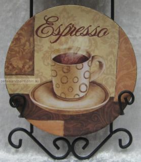 Coffee Mini Display Plates in Wall Rack Latte Mocha