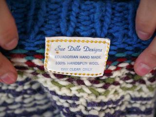 Sue Dille Handmade Wool Ecuador Chunky Cardigan Sweater