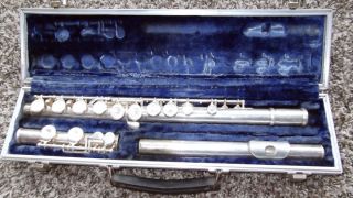 El Deford Elkhart Silver Flute Open Hole w Hard Case