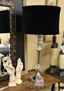 Designer Crystal Chrome Table Lamp Black Velvet Shade