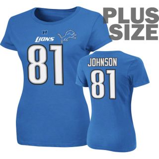 Calvin Johnson Blue 81 Detroit Lions Womens Plus Size Fair Catch Name