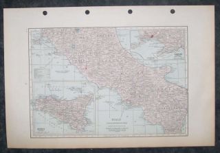 1931 Large Detailed Map of Southern Italy Sicily Genuine
