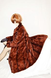 LKNW Shiny Red rust brown Sheared mink fur coat jacket Unique