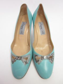 diane b milano aqua leather pumps heels sz 38 5 8 5