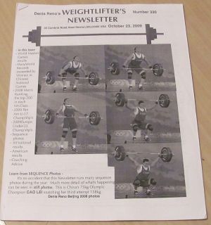 Dennis Renos Weightlifting Newsletter 330 Oct 2009