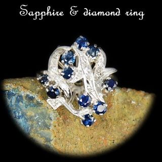 Exquisite Sapphire Diamond Estate Ring Rings M F