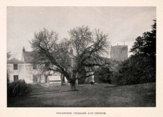 1906 Halftone Print Culmstock Devon England Vicarage Saints Church