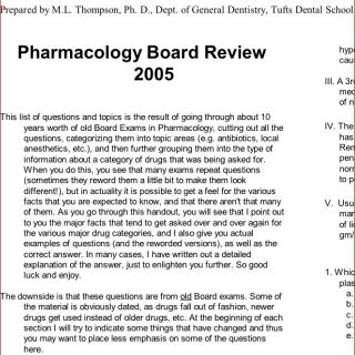 NBDE part II Pharmacology Board Review Tufts Dental School *(pdf file