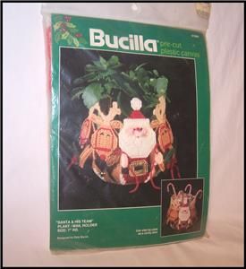 Bucilla Plastic Canvas Santa His Team Kit Plant Mail Holder or Candy