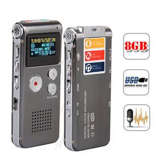 Steel 8GB Digital Voice Recorder 650Hr Dictaphone  Player vor