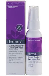 Evenly Radiant Overnight Peel 2 oz Derma E Exfoliant Alpha Hydroxy