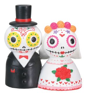 DOD DAY OF THE DEAD MEXICAN ART COUPLE FIGURINE HALLOWEEN WEDDING CAKE