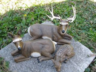 Deer Family Doe Fawn Buck 1997 Home Interiors Gift Statues Shelf Cabin