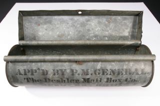 The Deshler Mail Box Co Galvanized Metal Rounded Mail Box 1904 Era