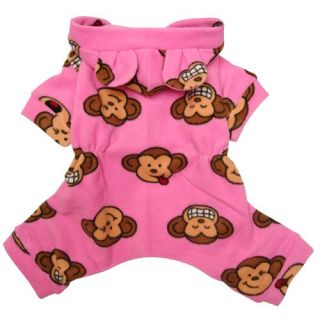 Dog Clothes Silly Monkey Fleece Dog Pajamas Bodysuit Monkey Ears on
