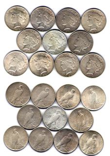 11 Silver Dollars 11 Peace Silver Dollars Assorted Dates No