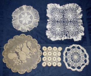Vintage Lot 29 Hand Crocheted Doilies Off White Ecru Various Shapes