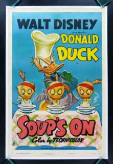 DONALD DUCK * SOUPS ON * DISNEY MOVIE POSTER CHEF COOK