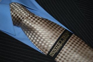 New Donald Trump Collection Mens Taupe Diamond Silk Tie