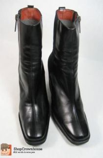 NIB $240 Donald Pliner Black Ankle Boots Sz 8.5 Mid Calf Zip Up Made