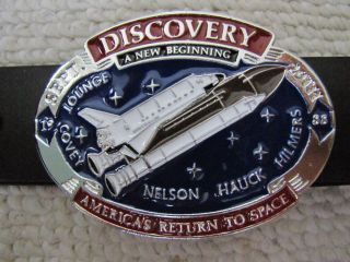 DISCOVERY Space Shuttle Belt Buckle Return to Space Black Belt