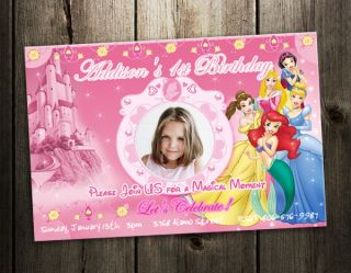 Disney Princess Birthday Party Invitation Photo Card Custom Invites