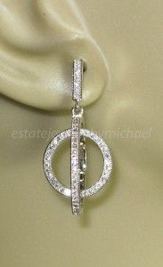  sterling silver 60ctw white sapphire double hoop dangle earrings 4 1g