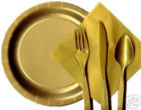 Gold Plastic Flatware Cutlery Party Forks New