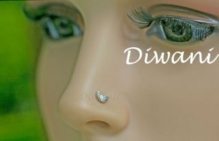 Diwani Real VVS Diamond Moon Shape Gold Wedding Nose Piercing Ring Pin