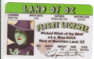  oz The Wicked Witch of The West Elphaba Plastic Collectors Card