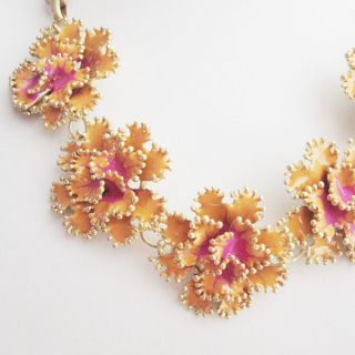 2012 New Jewelry J Crew Orange Carnation Flower Necklace Freeshipping