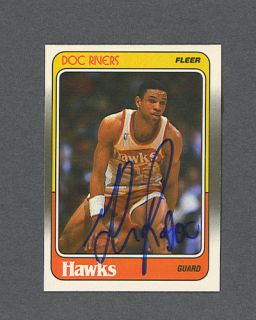 Doc Rivers Signed Atlanta Hawks 1988 89 Fleer BB Card