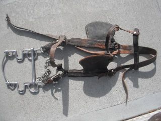 WORK DRAFT HORSE BRIDLE & BIT WITH BLINDERS, HEADSTALL